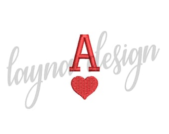 Ace of Heart Embroidery Design: 4 Sizes / Digital File