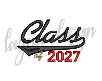 4 Sizes Class of 2027 Design - Machine Embroidery Design File / Digital File