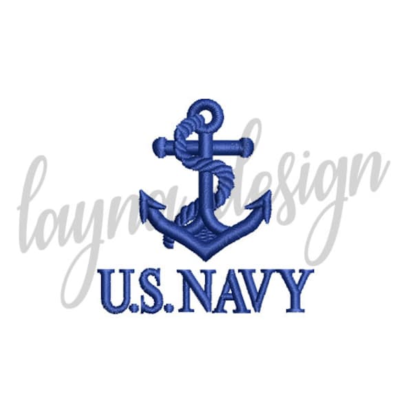 3 Sizes U.S. Navy Anchor Logo - Machine Embroidery Design File