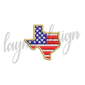 3 Tamaños Texas Map USA Flag - Machine Embroidery Design File