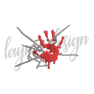 3 Größen Bloody Hand - Stickdatei Maschinenstickerei