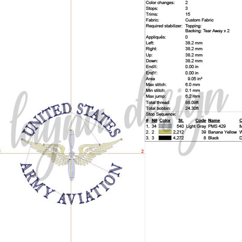 3 Sizes United States Army Aviation Machine Embroidery Etsy