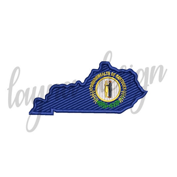 3 Sizes Kentucky Flag Map - Machine Embroidery Design File