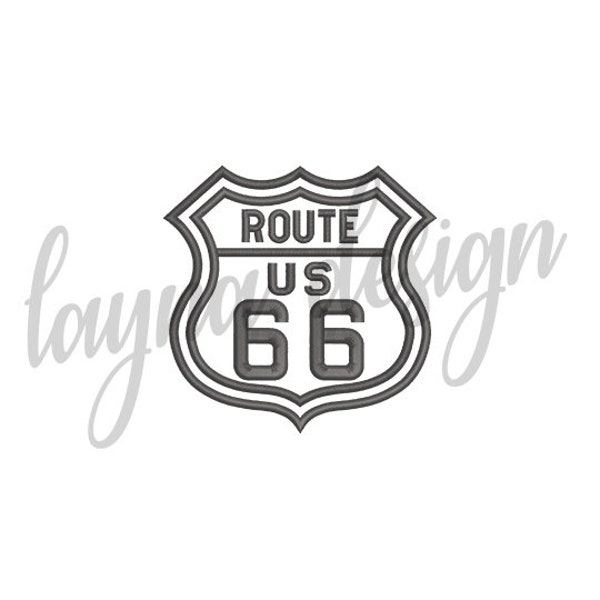 6 Sizes Route 66 Design - Machine Embroidery Design File