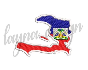 3 Sizes Haiti Flag Map - Machine Embroidery Design File / Digital File
