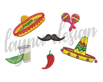6 Set of Cinco de Mayo Design - Machine Embroidery Design File