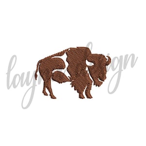May include: A brown silhouette of a bison, a large, shaggy, wild bovine animal native to North America.