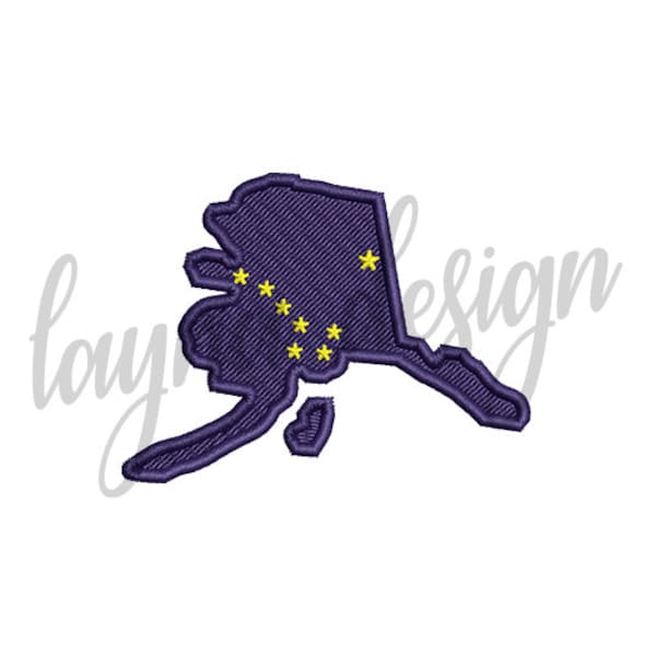 2 Sizes Alaska State Flag Map - Machine Embroidery Design File