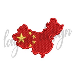 2 Sizes China Flag Map - Machine Embroidery Design File