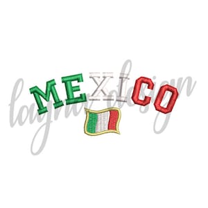 4 Tallas México con Diseño de Bandera - Archivo de Diseño de Bordado a Máquina