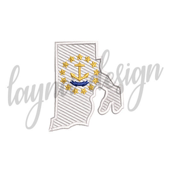 3 Sizes Rhode Island Flag Map - Machine Embroidery Design File