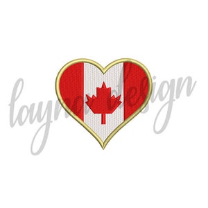 3 Sizes Canada Flag Heart - Machine Embroidery Design File