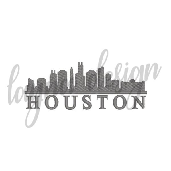 4 Sizes Houston Sky Line - Machine Embroidery Design File