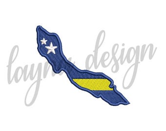 5 Sizes Curaçao Flag Map - Machine Embroidery Design File / Digital File