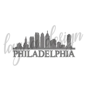 4 Sizes Philadelphia Sky Line - Machine Embroidery Design File