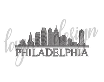 4 Sizes Philadelphia Sky Line - Machine Embroidery Design File
