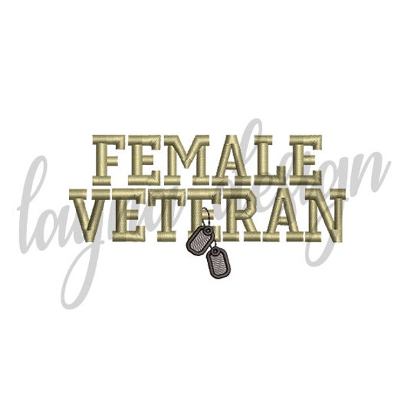 4 Sizes Female Veteran Design - Machine Embroidery Design File