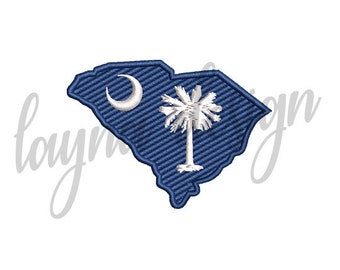 3 Sizes South Carolina Flag Map - Machine Embroidery Design File