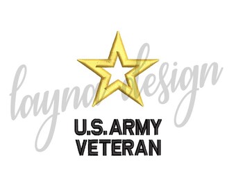 4 Sizes Star US Army Veteran Logo - Machine Embroidery Design File / Digital File