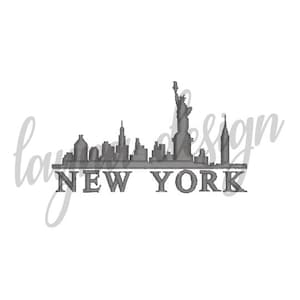 4 Sizes New York Sky Line - Machine Embroidery Design File