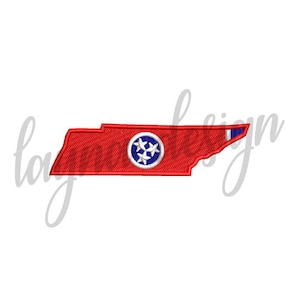 2 Sizes Tennessee State Flag Map - Machine Embroidery Design File