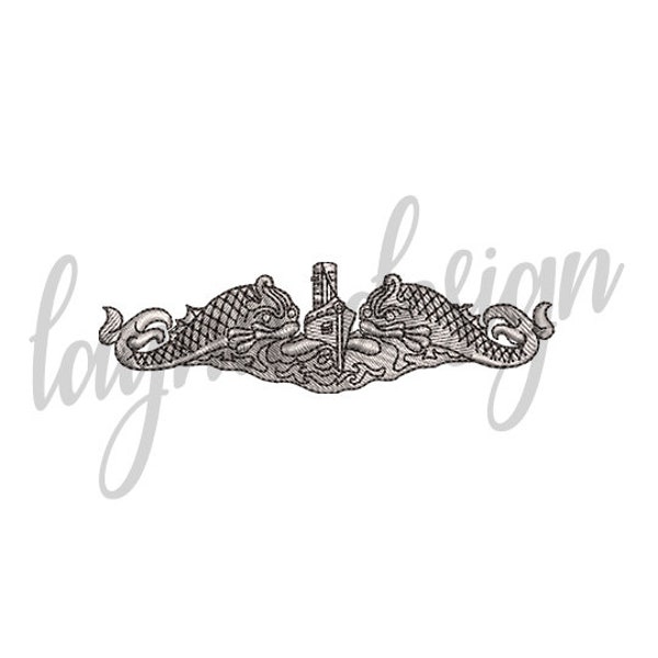 3 Sizes Submarine Warfare Insignia - Machine Embroidery Design File