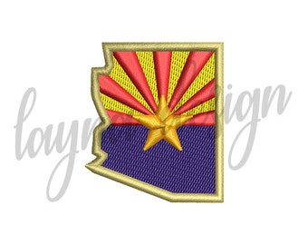 3 Sizes Arizona State Flag Map - Machine Embroidery Design File