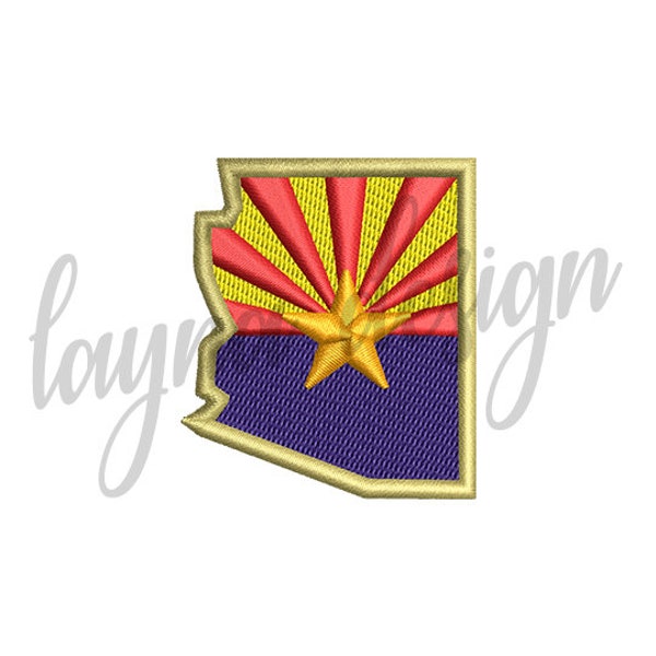 3 Sizes Arizona State Flag Map - Machine Embroidery Design File