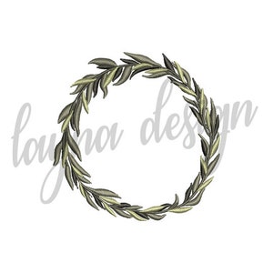 4 Sizes Olive Wreath Frame Design - Machine Embroidery Design File