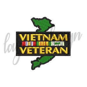 4 Sizes Vietnam Veteran Map Ribbon - Machine Embroidery Design File