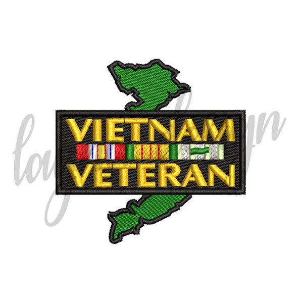 4 Sizes Vietnam Veteran Map Ribbon - Machine Embroidery Design File