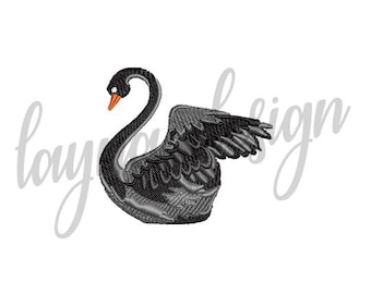 4 Sizes Black Swan Design - Machine Embroidery Design File / Digital File