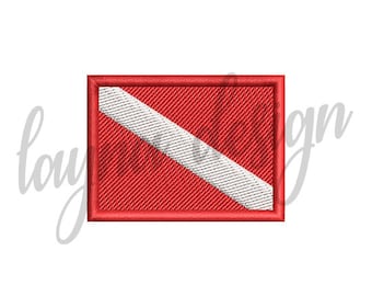 4 Sizes Scuba Diver Flag Design - Machine Embroidery Design File / Digital File