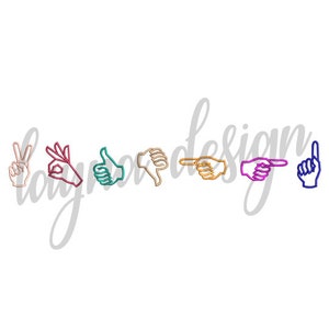 4 Sizes Hand/Fingers Outline - Machine Embroidery Design File