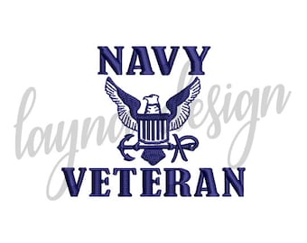 3 Sizes Navy Veteran - Machine Embroidery Design File