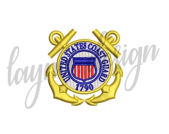 Logotipo de la Guardia Costera de EE. UU. en 3 tamaños: archivo de diseño de bordado a máquina/archivo digital