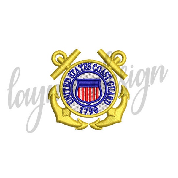 3 Größen US Coast Guard Logo - Stickdatei Maschinenstickerei