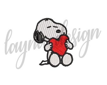5 Sizes Snoopy with Heart - Machine Embroidery Design File / Digital File