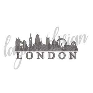 4 Sizes London Sky Line - Machine Embroidery Design File