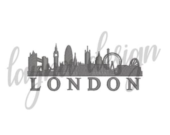 4 Sizes London Sky Line - Machine Embroidery Design File / Digital File