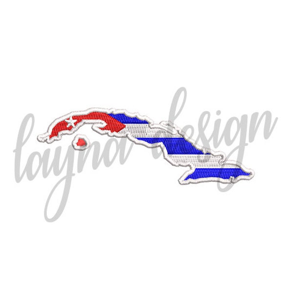 2 Tailles Cuba Flag Map - Machine Embroidery Design File