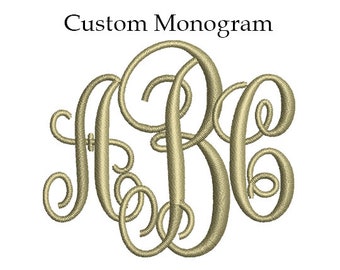 Custom Monogram 3 Letters Digitizing Machine Embroidery Design File