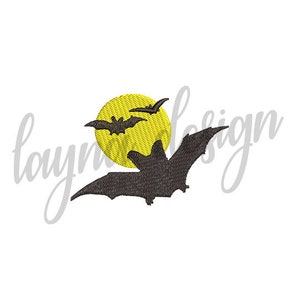 2 Sizes Moon and Bats - Machine Embroidery Design File