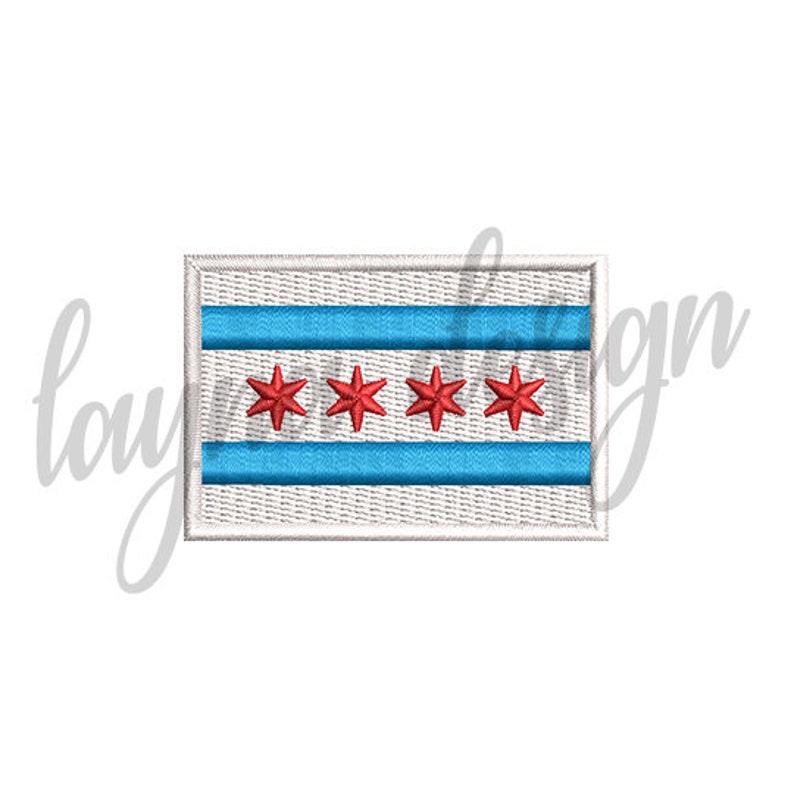 3 Sizes Chicago Flag Machine Embroidery Design File Etsy