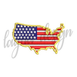 3 Größen USA Flagge Karte - Stickdatei Maschinenstickerei