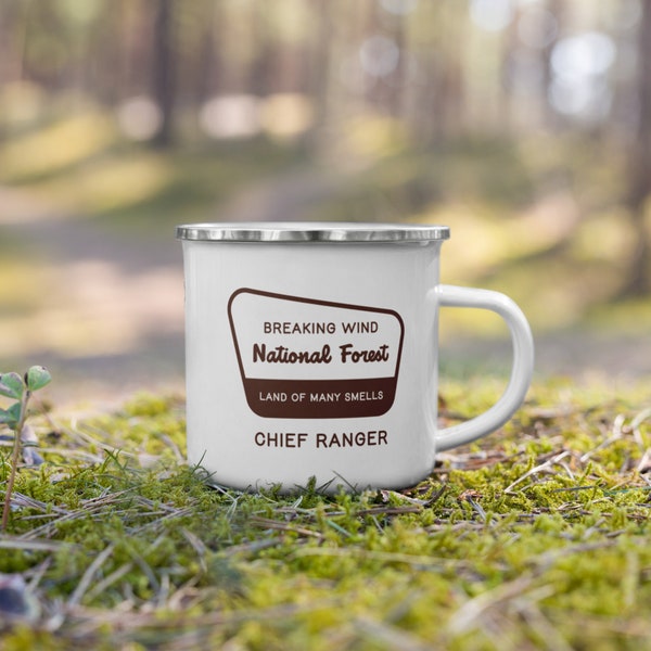 Chief Ranger of Breaking Wind National Forest Mug | Enamelware Camp Mug | Funny Mug | Outdoors Mountain Mug | Gift for Dad | Father's Day