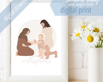 Regenboogbaby en engelkind afdrukbaar. Digitale downloadbare miskraam/kinderverlies/Rainbow Baby Artwork
