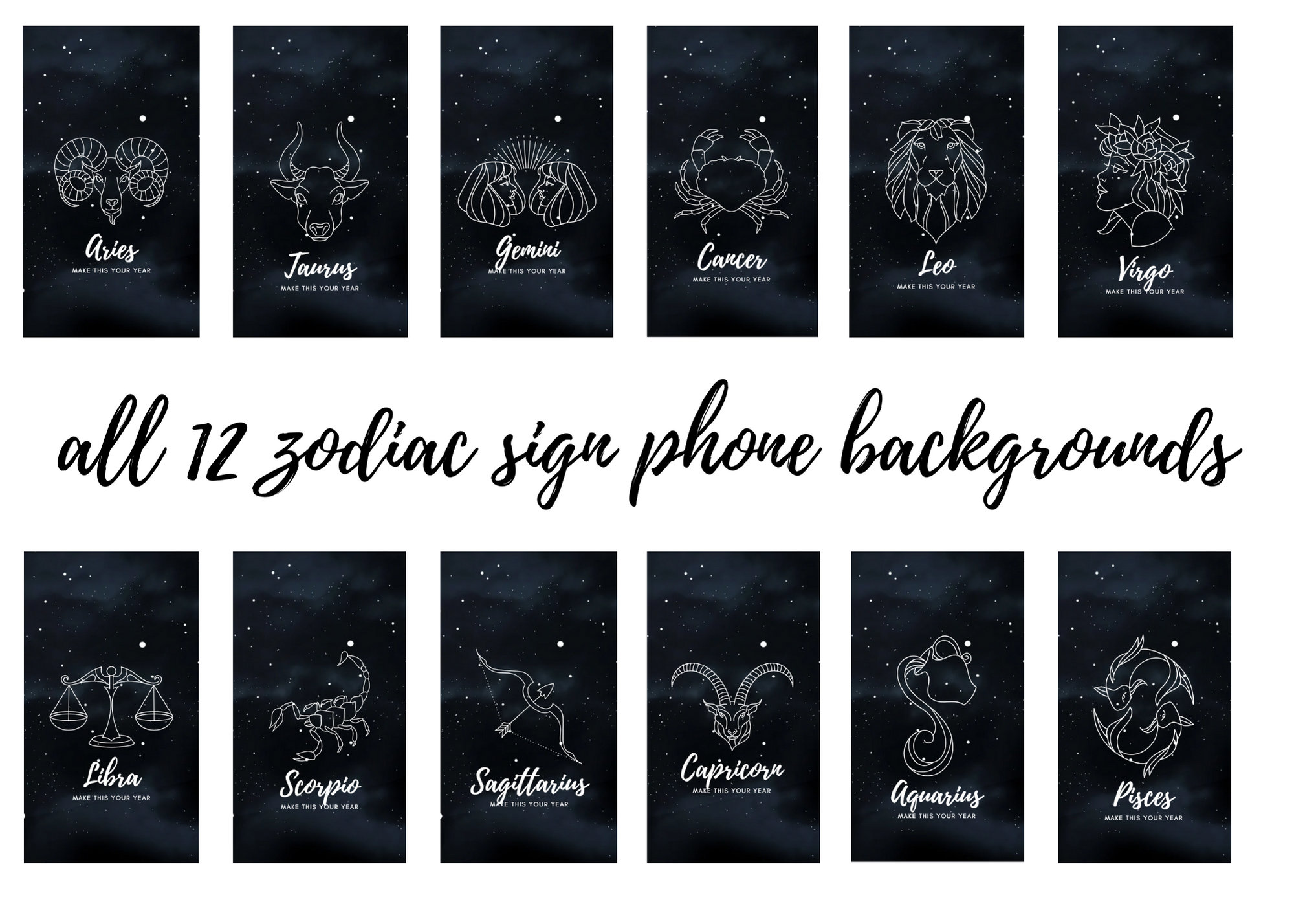 Zodiac Horoscope Sign Phone Backgrounds - Etsy