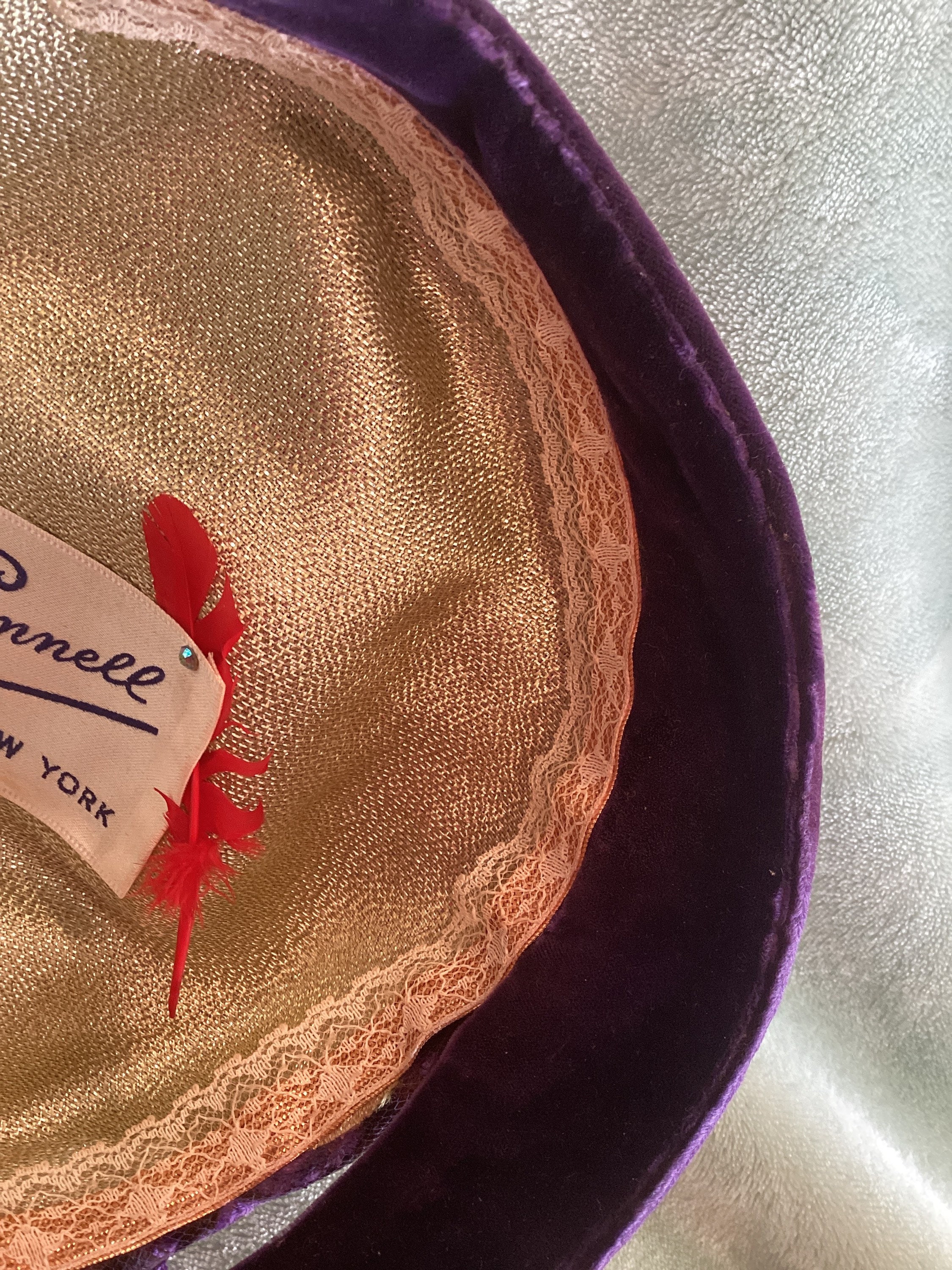 Vintage One of a Kind Jack Mcconnell Purple Velvet Hat 