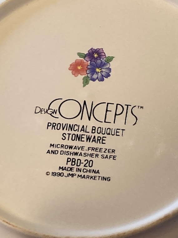 Vintage 90's PROVINCIAL BOUQUET Thailand Stoneware Bread Salad 8